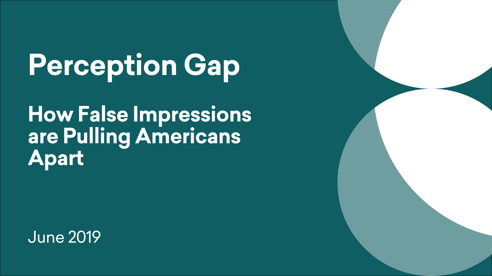 Cover titled 'Perception Gap How False Impressions are Pulling Americans Apart'