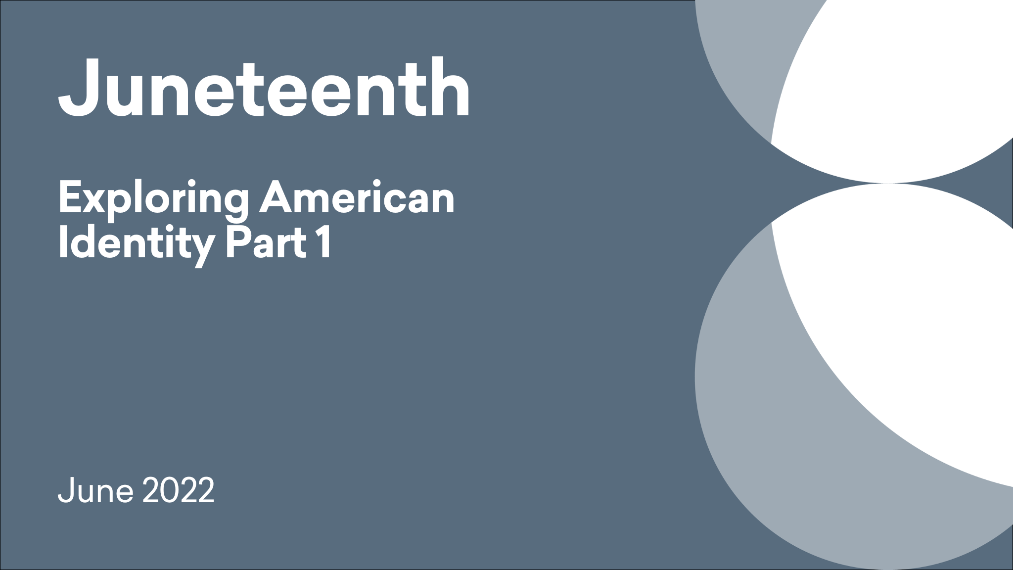 Cover titled 'Juneteenth Exploring American Identity Part 1'