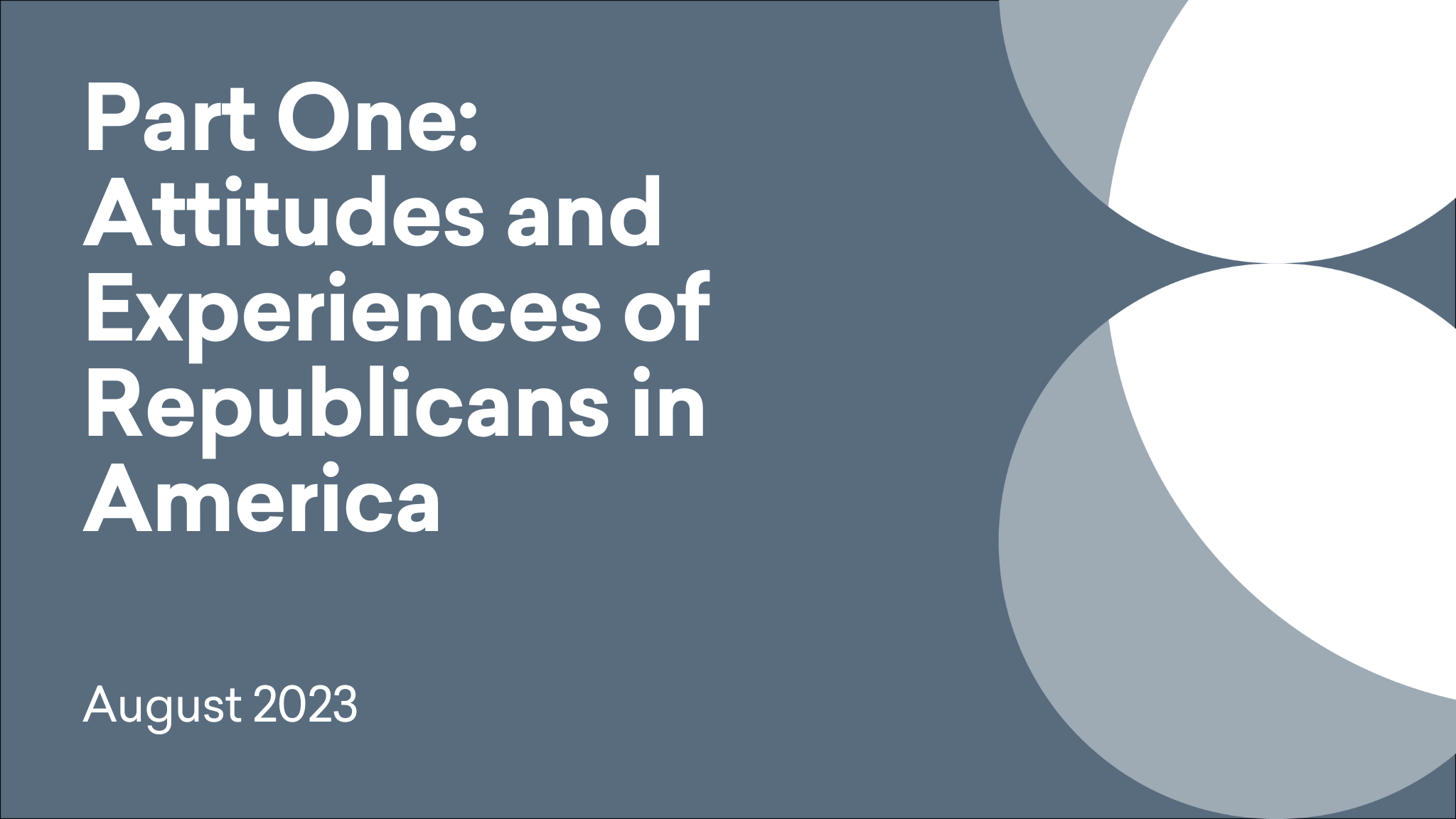 Cover titled 'Part One: Attitudes and Experiences of Republicans in America'